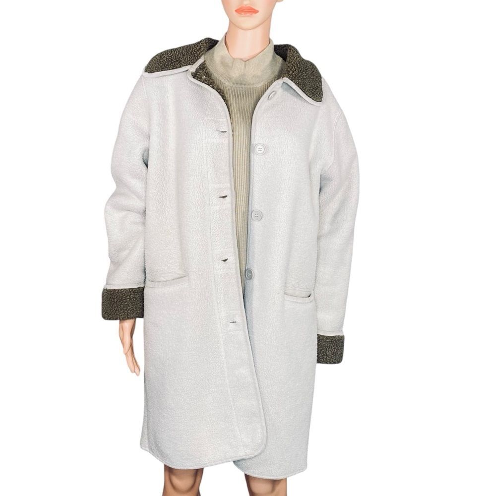Fu Da New York Winter Coat Oversized Sherpa Warm Cozy Outerwear Cuffed Sleeve Lg